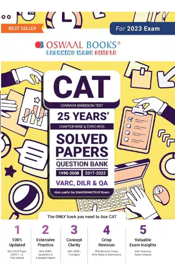 (Old Edition) Oswaal CAT 25 Years' Chapter-wise and Topic-wise Solved Papers Question Bank (For 2023 Exam)