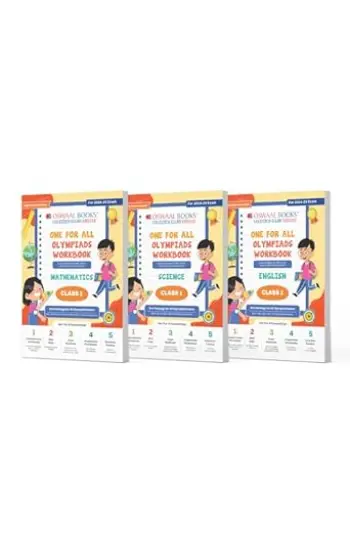 Oswaal One For All Olympiad Workbook Class 1 (Set of 3 Books) Maths, Science & English For 2024-25 Exam