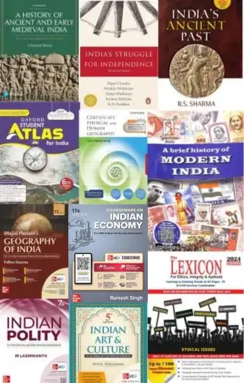 Set Of 11 Books For UPSC : A History of Ancient and Early Medieval India  | Oxford Student Atlas for India 6/e | Indian Polity 7/e | Indian Art And Culture 5/e | Indian Economy 17th/e | Geography of India 11/e | The Lexicon for Ethics, Integrity & Aptitude 2024/e | Certificate Physical and Human Geography 2/e | India's Struggle For Independence | A Brief History Of Modern India | India's Ancient Past