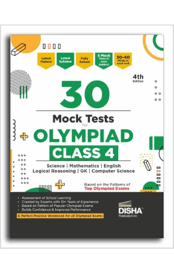 30 Mock Test Series for Olympiads Class 4 Science, Mathematics, English, Logical Reasoning, Social Studies/ GK & Cyber (Computer) 4th Edition | Sample Papers | SOF, IMO, NSO, IEO |