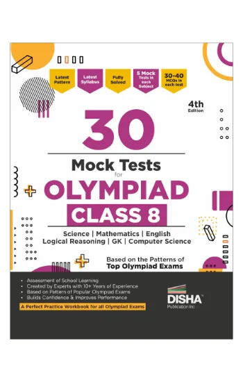 Disha 30 Mock Test Series for Olympiads Class 8 Science, Mathematics, English, Logical Reasoning, Social Studies/ GK & Computer Science 4th Edition | Cyber | General Knowledge | Sample Papers